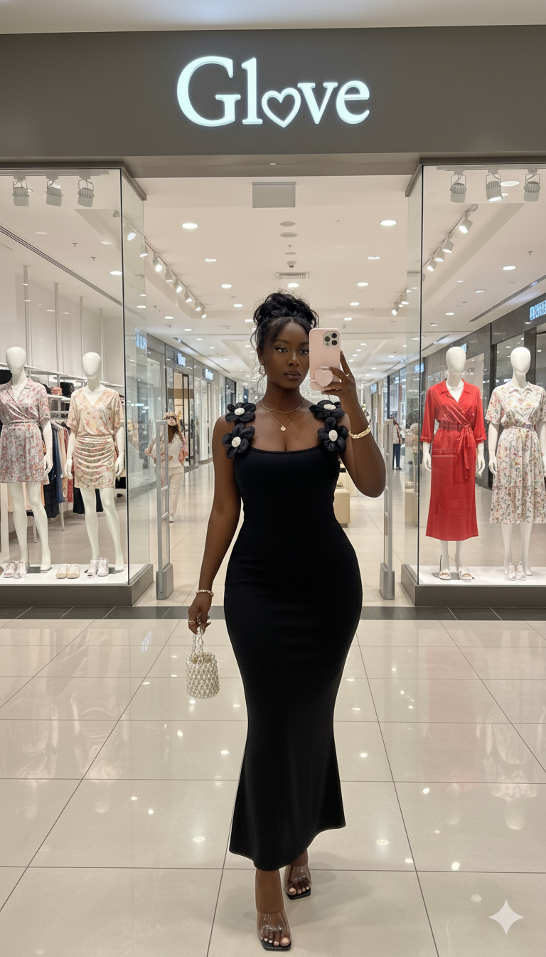 The Onyx Blossom Maxi Dress