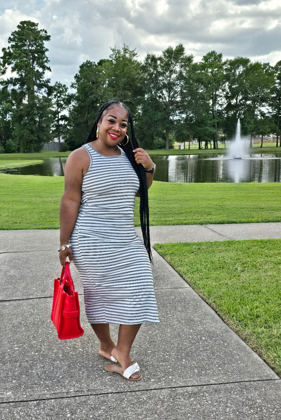 Striped Crisscross Back Dress