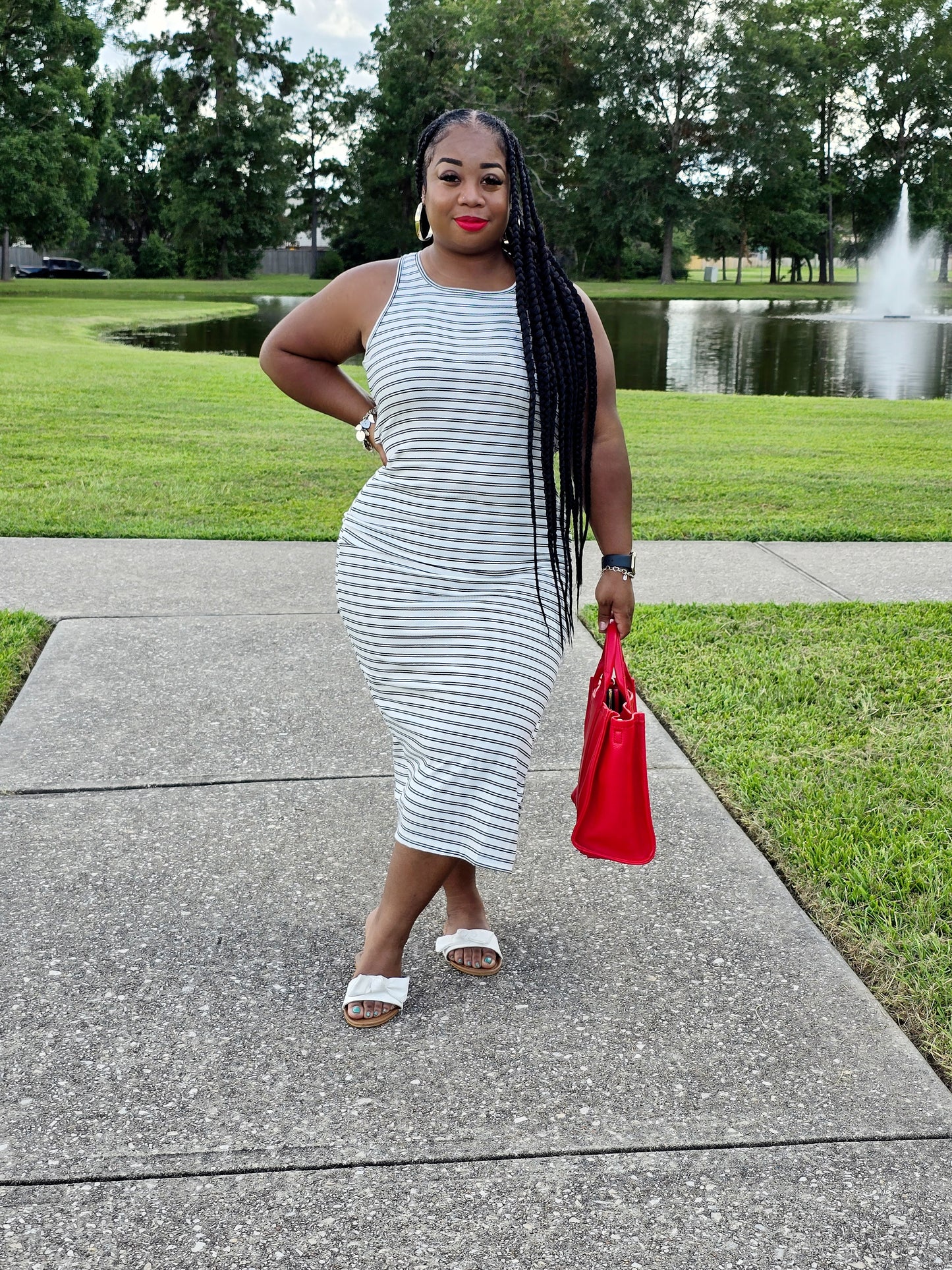 Striped Crisscross Back Dress