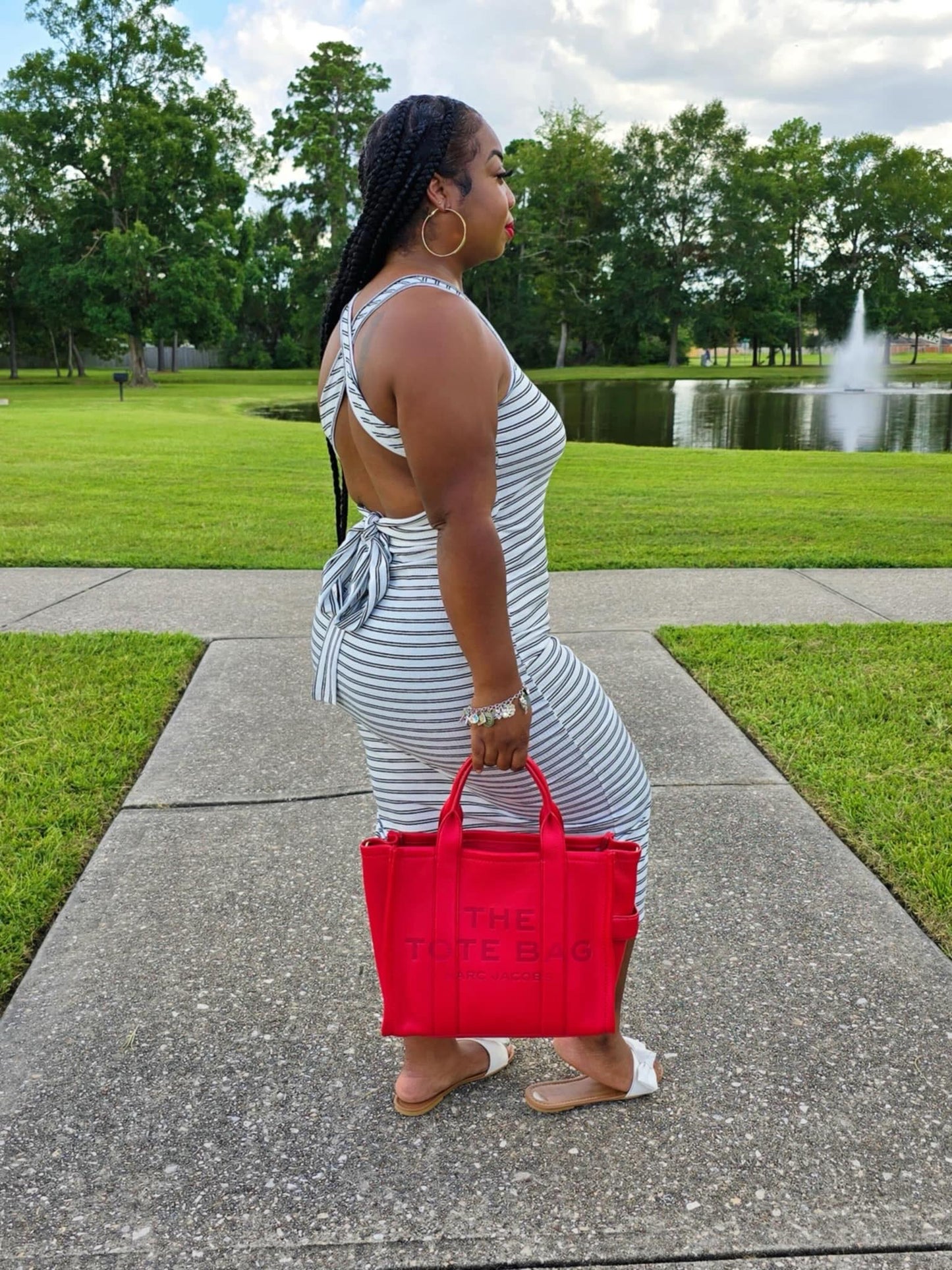 Striped Crisscross Back Dress