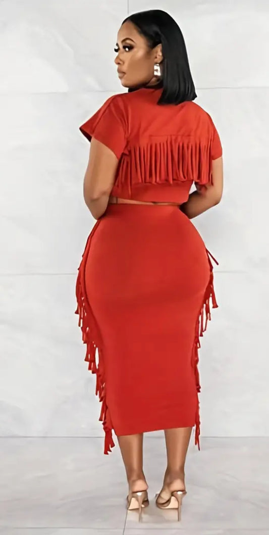 Prowl 2pc skirt and top fringe Set ONLY 1 left size Small