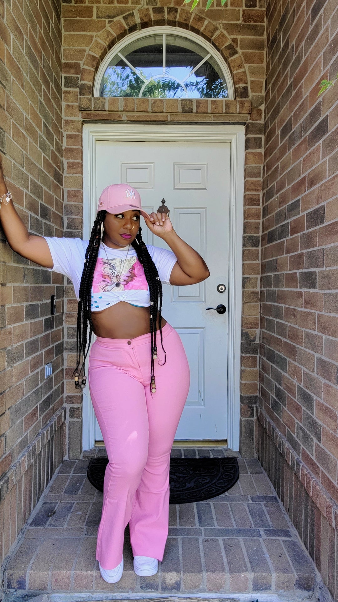 Pink Stretch Bell Bottom Pants