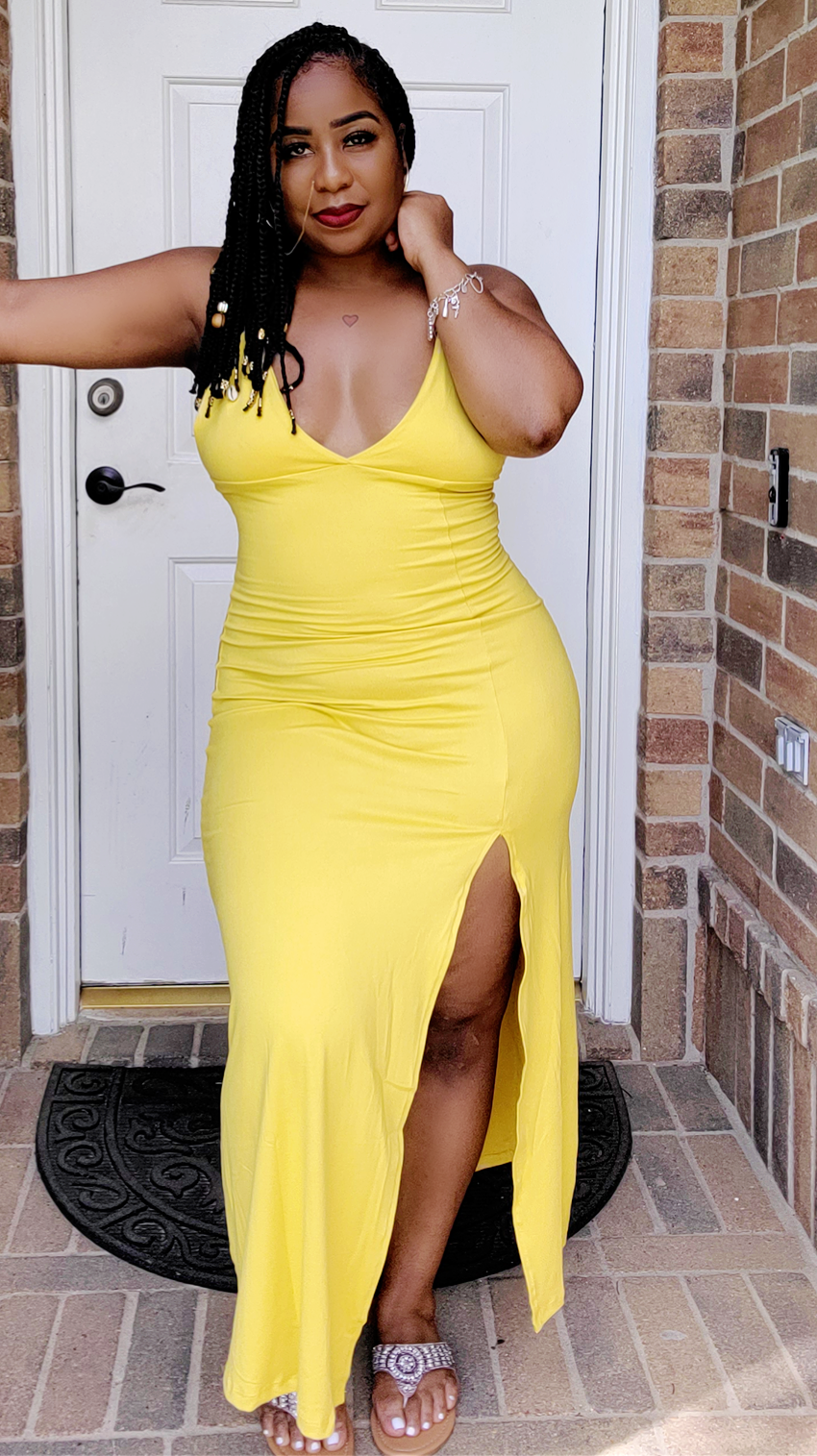 Cami thigh Split Maxi (Mustard)