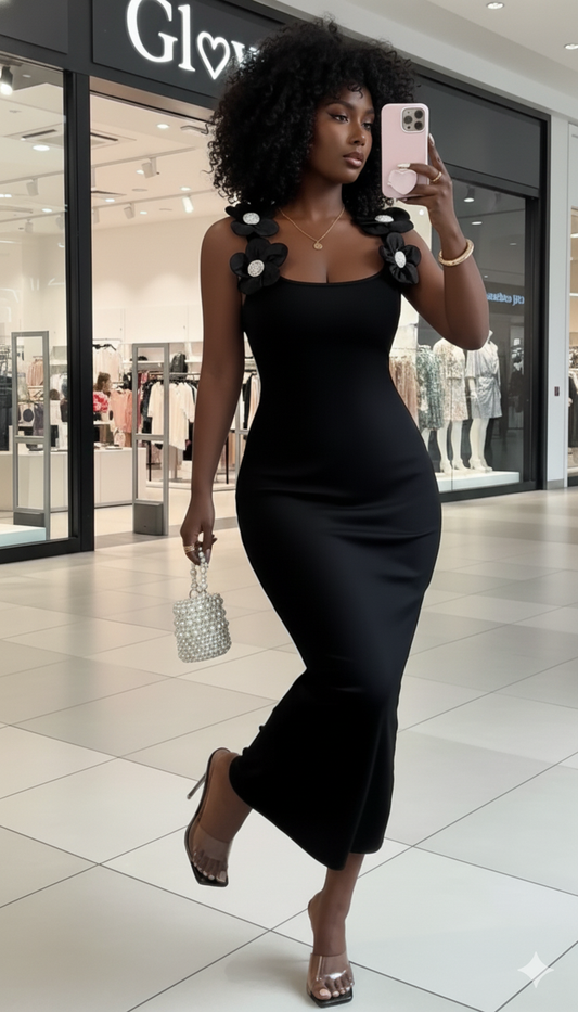 The Onyx Blossom Maxi Dress