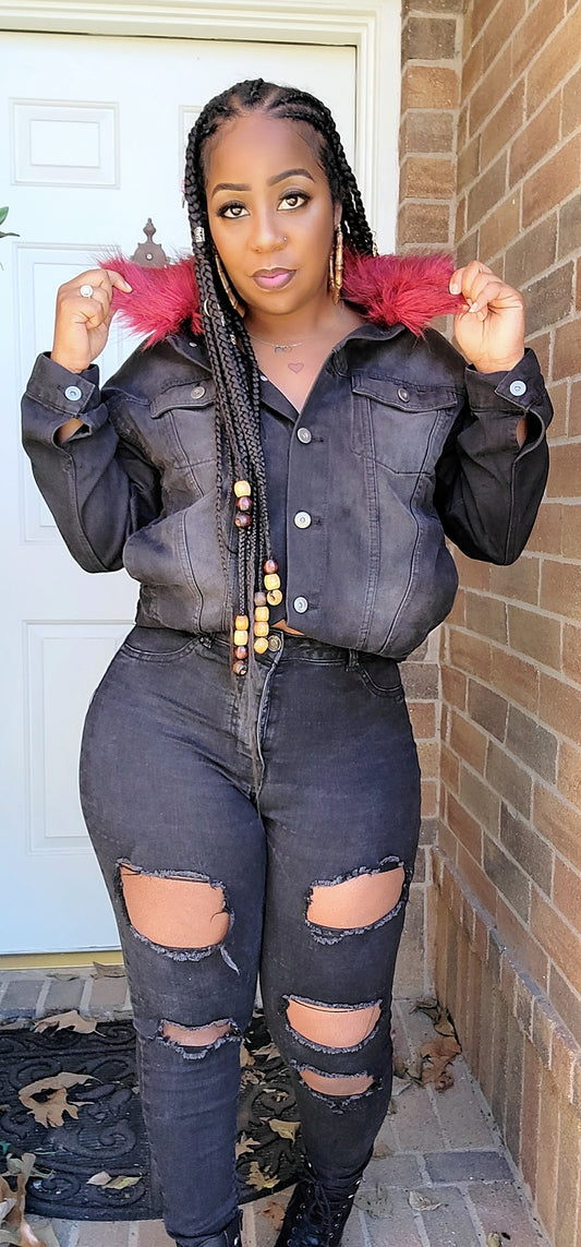 FOXYBLACK/BLUE JEAN JACKET